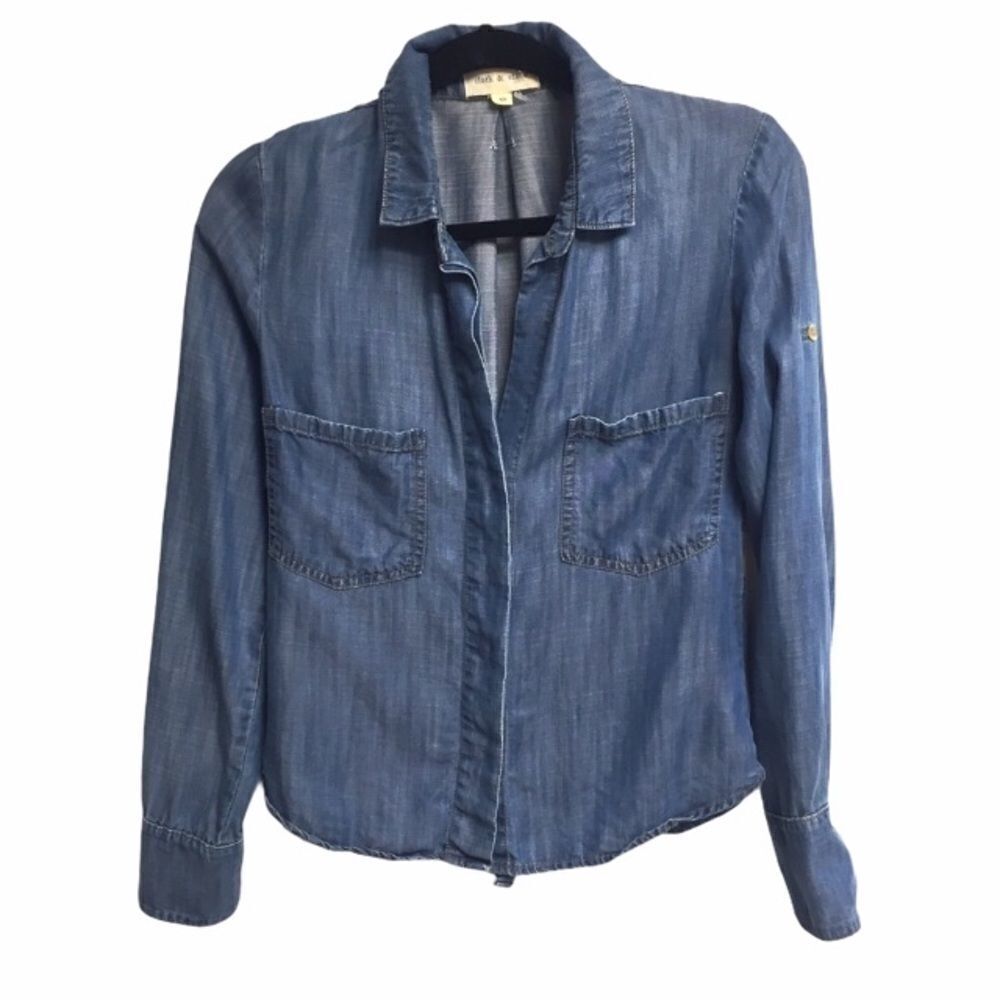 Cloth & Stone Chambray Blouse Blue XS